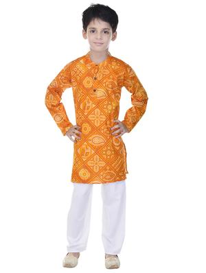 yellow and white cotton kurta set - 14428931 - Standard Image - 4