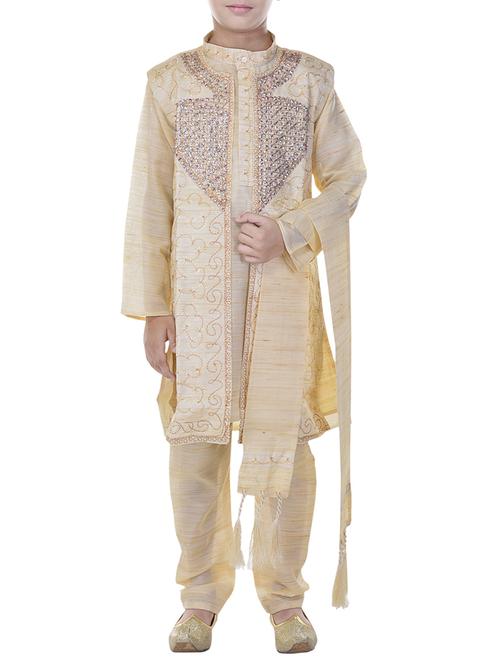 beige cotton kurta set - 14428939 - Standard Image - 1