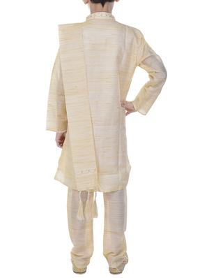 beige cotton kurta set - 14428939 - Standard Image - 3