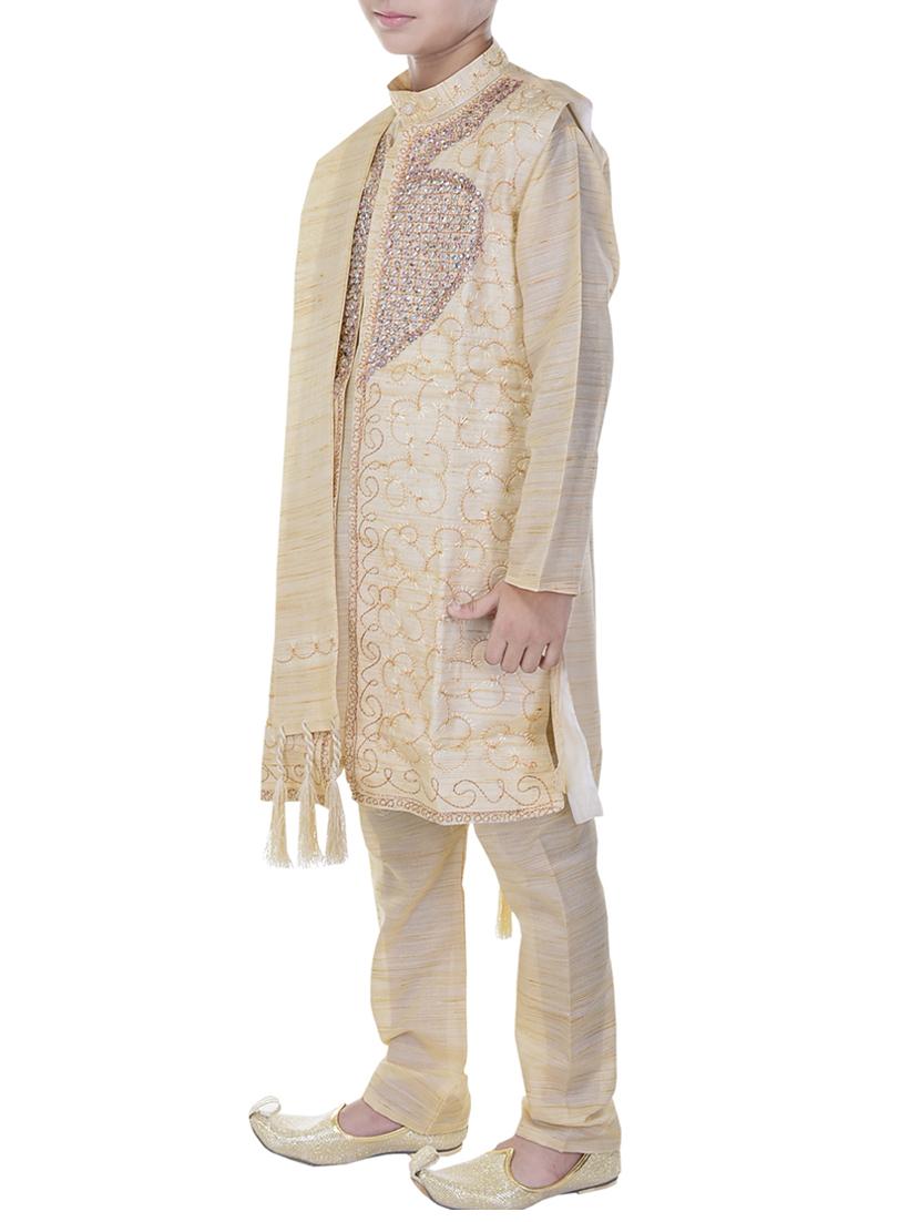 beige cotton kurta set - 14428939 - Zoom Image - 2