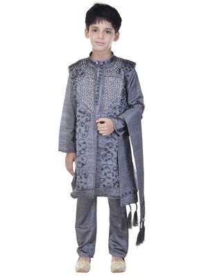 grey cotton kurta set - 14428940 - Standard Image - 4