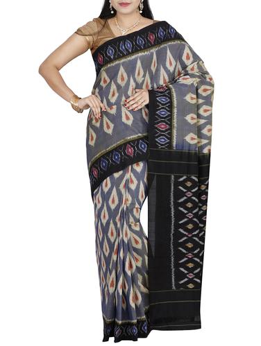 blue cotton pochampalli saree with blouse - 14428975 - Very Small Image - 1