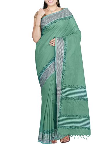 The Chennai Silks green Embroidered saree with blouse - 14428997 - Very Small Image - 1