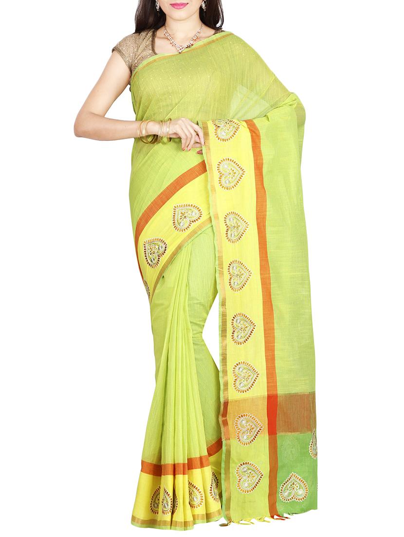 The Chennai Silks green bordered saree with blouse - 14428998 - Zoom Image - 1