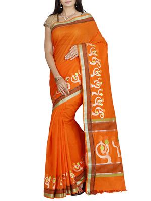 orange embroidered saree with blouse - 14429017 - Standard Image - 1