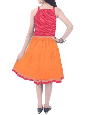orange and pink cotton skirt set - 14429040 - Standard Image - 3