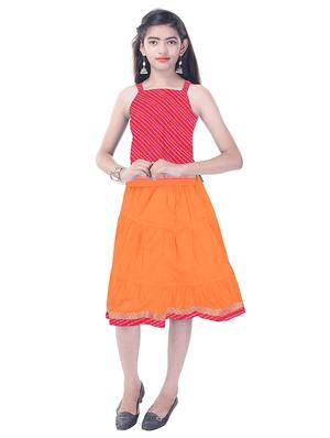 orange and pink cotton skirt set - 14429040 - Standard Image - 4