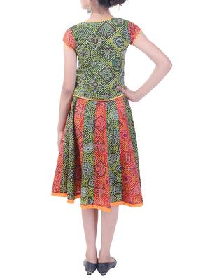 red and green cotton skirt set - 14429042 - Standard Image - 3