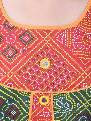 red and green cotton skirt set - 14429042 - Standard Image - 5