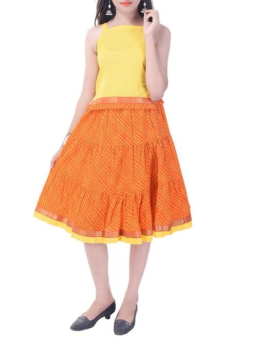 orange and yellow printed skirt set - 14429055 - Standard Image - 1