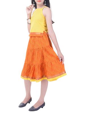 orange and yellow printed skirt set - 14429055 - Standard Image - 2
