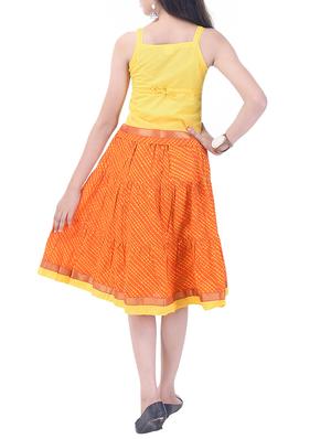orange and yellow printed skirt set - 14429055 - Standard Image - 3