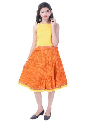 orange and yellow printed skirt set - 14429055 - Standard Image - 4