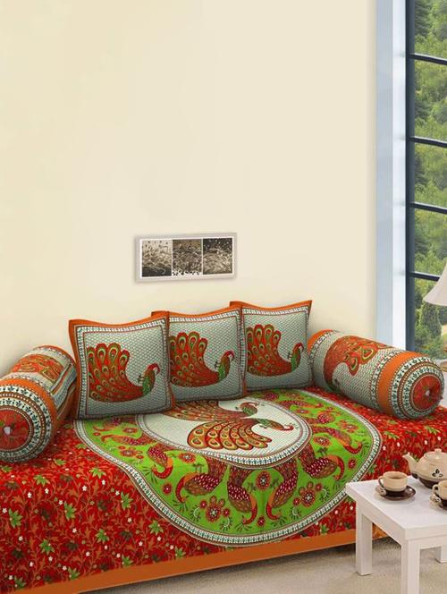cotton jaipuri printed 6 pieces diwan set - 14429161 - Standard Image - 1