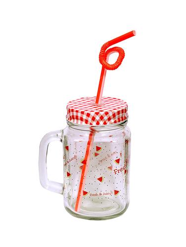 Mason jars with lid and straw (500 ml) - 14429339 - Very Small Image - 1