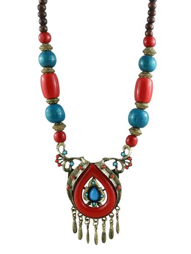 red metal statement necklace - 14429443 - Very Small Image - 1
