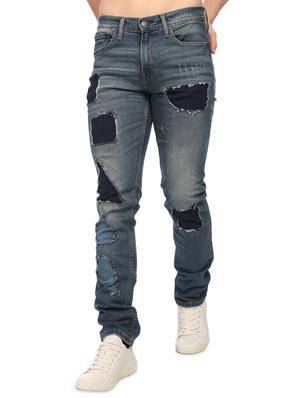 blue denim patched jeans - 14429453 - Standard Image - 1