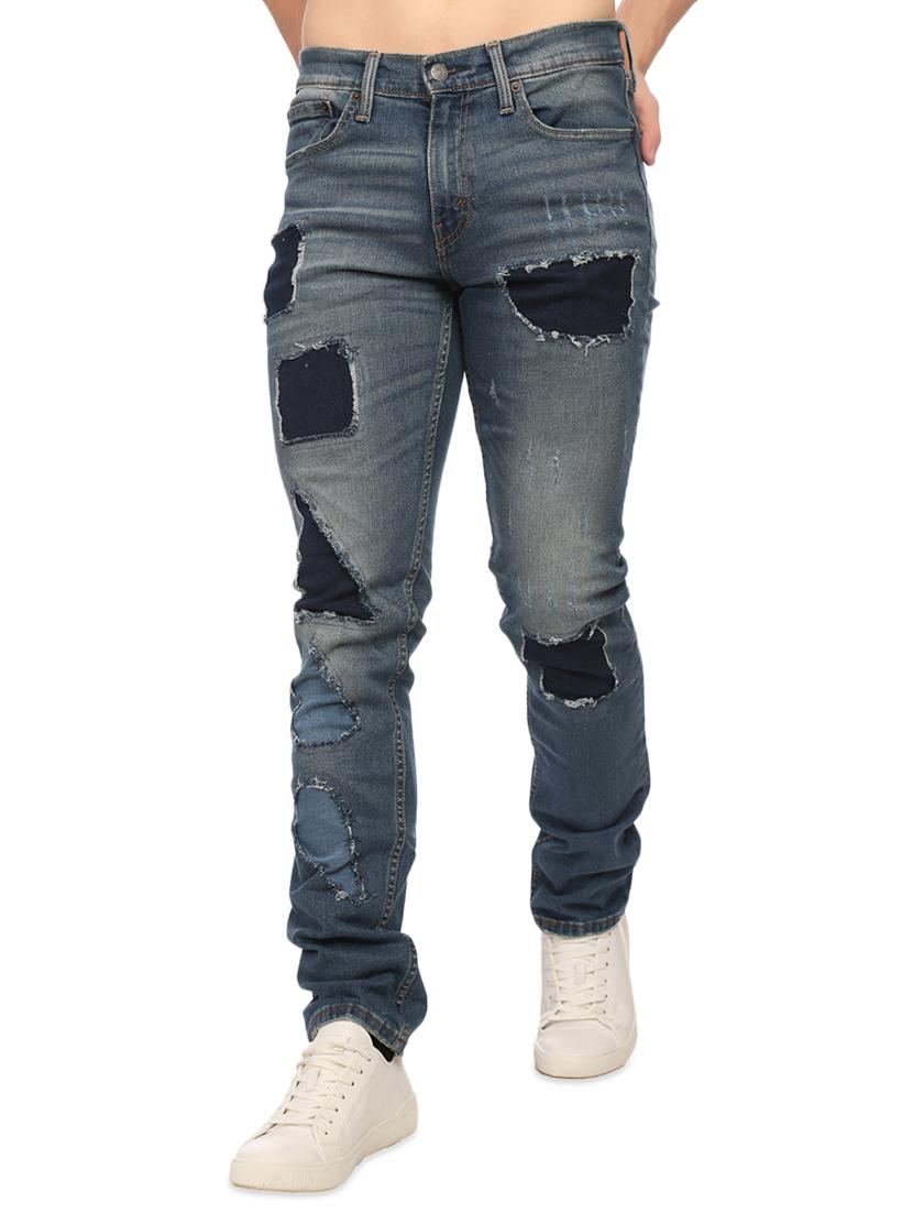 blue denim patched jeans - 14429453 - Zoom Image - 1
