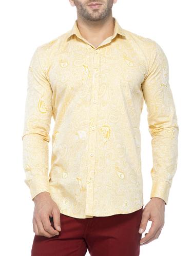 yellow cotton casual shirt - 14430699 - Very Small Image - 1