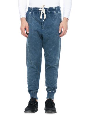 blue cotton full length track pant - 14430848 - Standard Image - 1