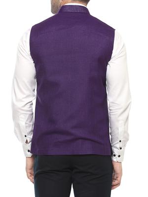purple cotton nehru jacket - 14430973 - Standard Image - 3