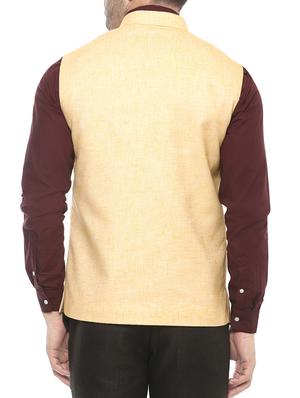 yellow cotton nehru jacket - 14430982 - Standard Image - 3