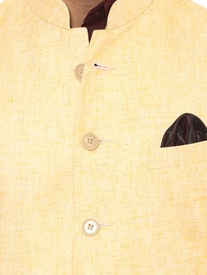 yellow cotton nehru jacket - 14430982 - Standard Image - 4