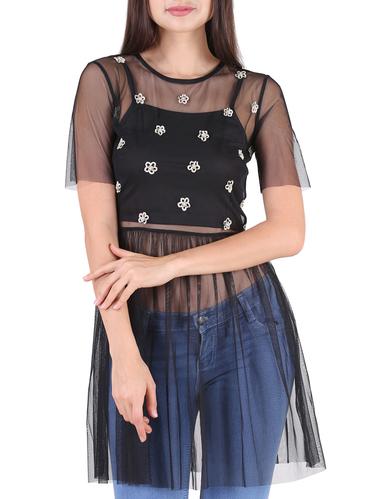black net fit & flare dress - 14431240 - Very Small Image - 1