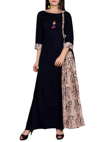 blue rayon flared kurta - 14431255 - Very Small Image - 1