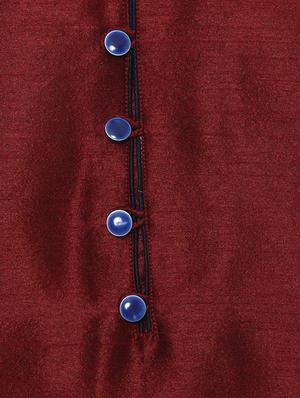maroon silk blend kurta payjama set - 14431425 - Standard Image - 5