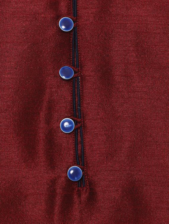 maroon silk blend kurta payjama set - 14431425 - Zoom Image - 5