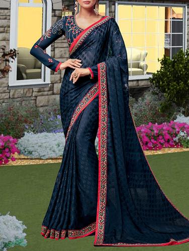blue woven saree - 14431828 - Very Small Image - 1