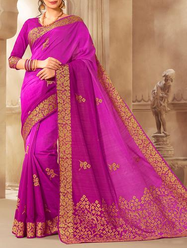pink art silk printed saree - 14431849 - Very Small Image - 1