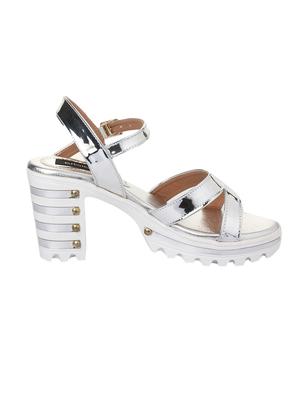 silver faux leather platforms sandals - 14432172 - Standard Image - 1