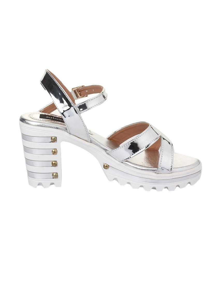 silver faux leather platforms sandals - 14432172 - Zoom Image - 1