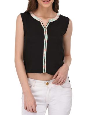 black poly crepe top - 14432511 - Standard Image - 1
