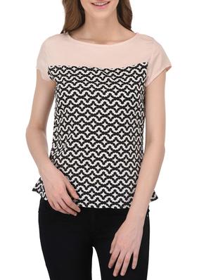 black printed poly crepe top - 14432513 - Standard Image - 1