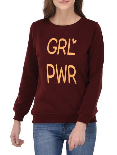 maroon fleece casual sweatshirt - 14432518 - Very Small Image - 1