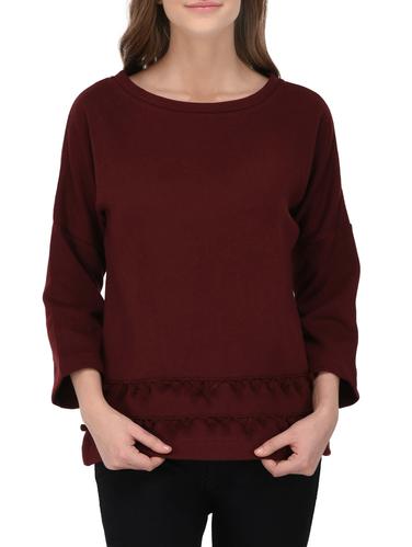 maroon fleece casual sweatshirt - 14432522 - Very Small Image - 1