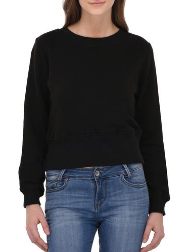 black cotton casual sweatshirt - 14432526 - Very Small Image - 1