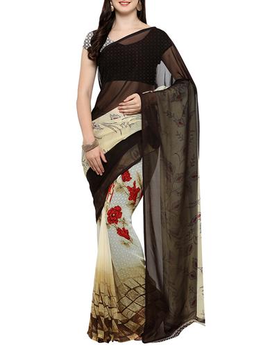 multicolour georgette printed saree with blouse - 14432624 - Very Small Image - 1
