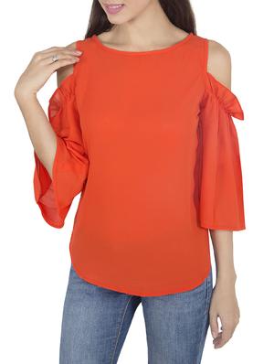 orange georgette casual top - 14432693 - Standard Image - 2