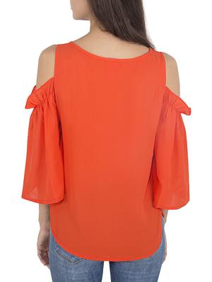 orange georgette casual top - 14432693 - Standard Image - 3
