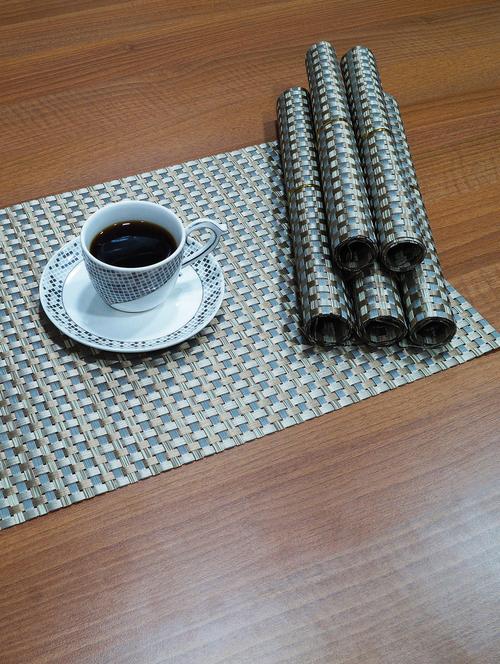 brown pvc dining mats set of 6 - 14432707 - Standard Image - 1