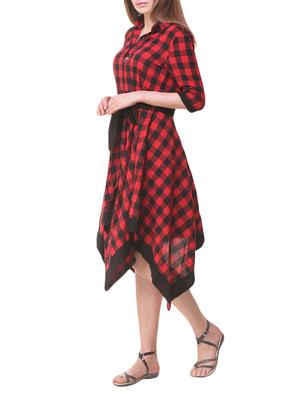 tie front asymmetric checkered dress - 14432709 - Standard Image - 2