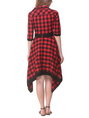 tie front asymmetric checkered dress - 14432709 - Standard Image - 3