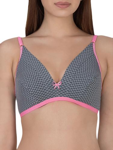 grey printed cotton bra - 14432788 - Very Small Image - 1