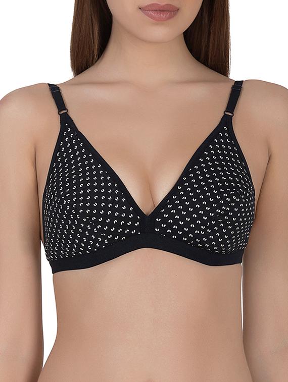 black cotton plunge bra - 14432821 - Zoom Image - 1