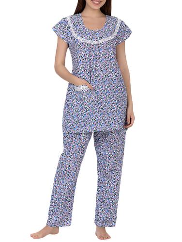 blue cotton blend nightwear set - 14432936 - Very Small Image - 1