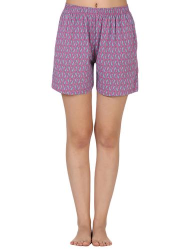 purple printed cotton short - 14433165 - Very Small Image - 1